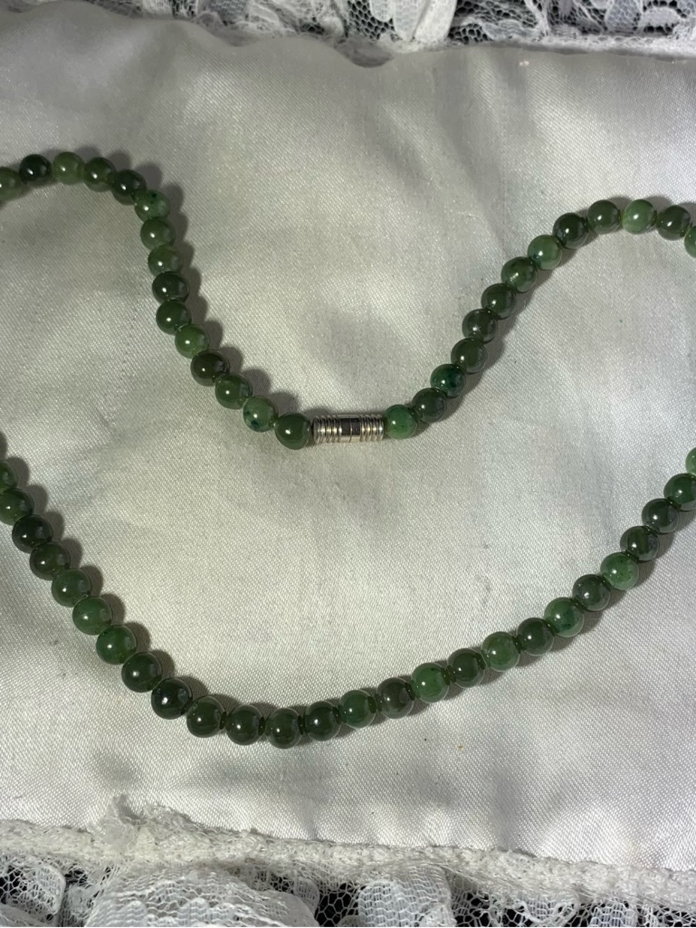 Natural Green Nephrite Jade Gemstone Bead Necklace